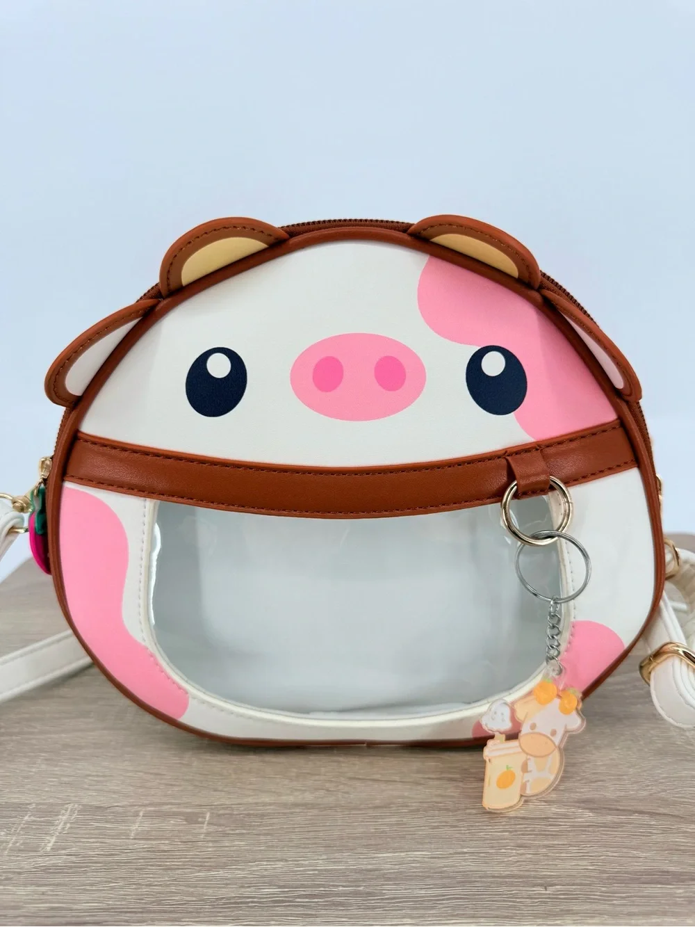 Pwuffy Strawberry Fruit Cow Ita Bag Convertible Mini Backpack Crossbody Purse